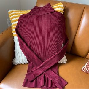 J. Crew burgundy ribbed turtleneck M